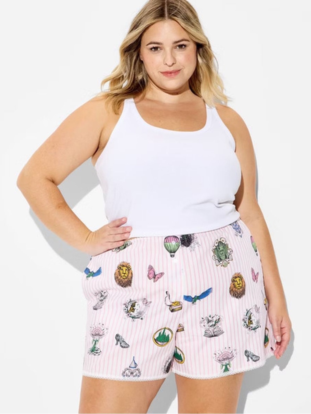 Katie Kime x Wicked Iconic Graphic Boxer Shorts in Pink Pinstripe